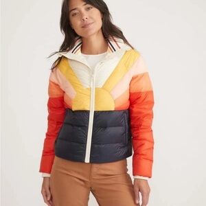 Marine Layer EUC Archive Apres Sunset Puffer - Small/ Navy Sun coat jacket